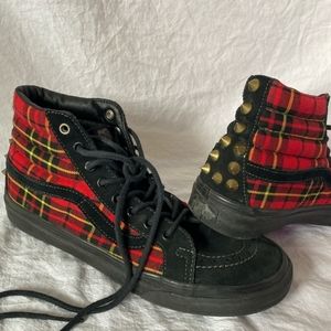 Red Plaid Vans with Studs